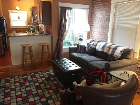 living area and counter