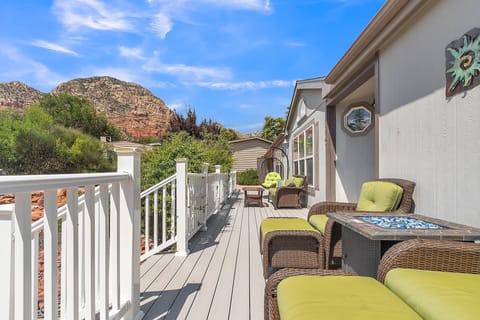 Large Front Deck with Views of Thunder Mountain
