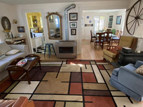 Living room with gas heater for cool days