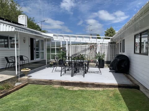 Sunny outdoor space with BBQ