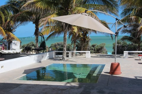 View from terrace to the pool and ocean