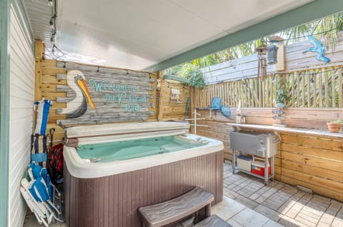 Looking at jacuzzi and back sitting area.