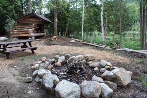 Adirondack lean-to and classic fire pit 
