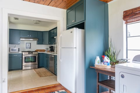 Laundry is stocked with washing supplies