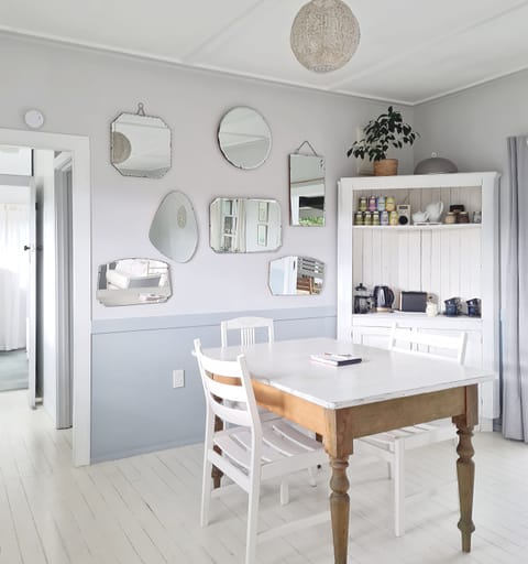 Dining and breakfast station with local organic tea selection and local coffee