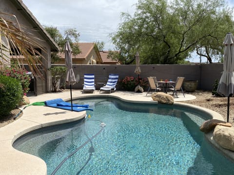 Private pool (not heated) and oasis-like backyard