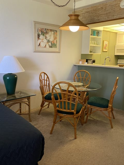 Dining table and kitchen