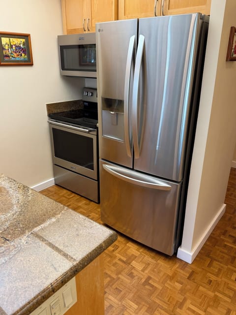 The kitchen is stocked with everything you need during your stay. 