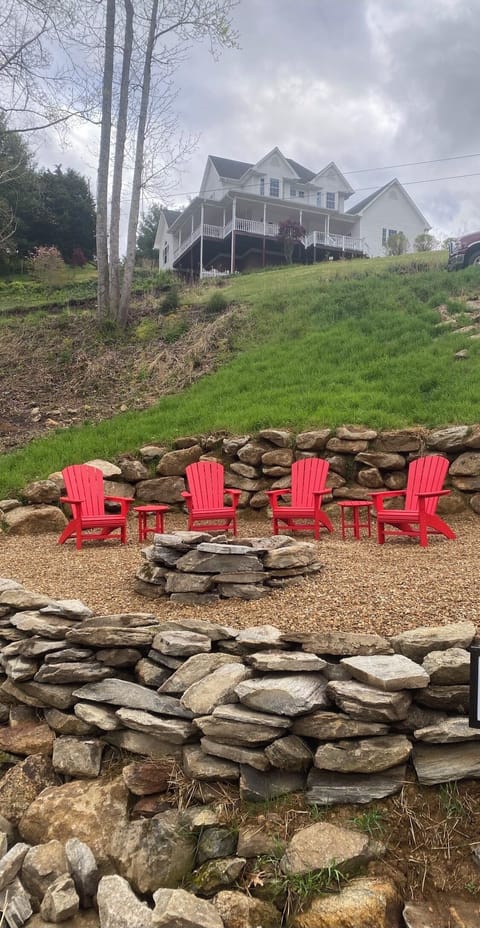 Next to the dock . Fire wood is included 