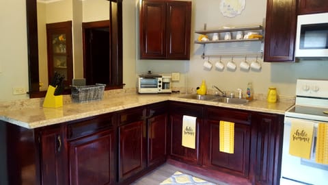 Full kitchen with semi open concept