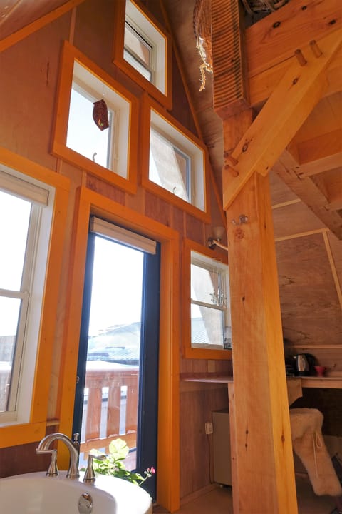 The wall of south-facing windows brings in lots of natural light