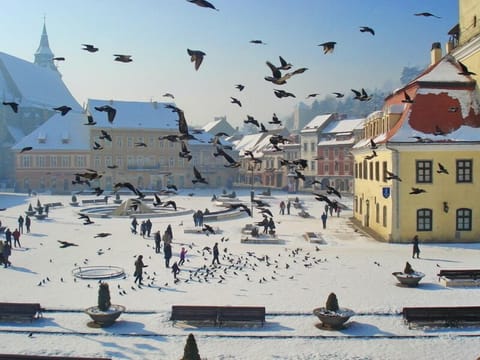 Winter view from he apartment's window. You can see the Black Church and the Council House.
