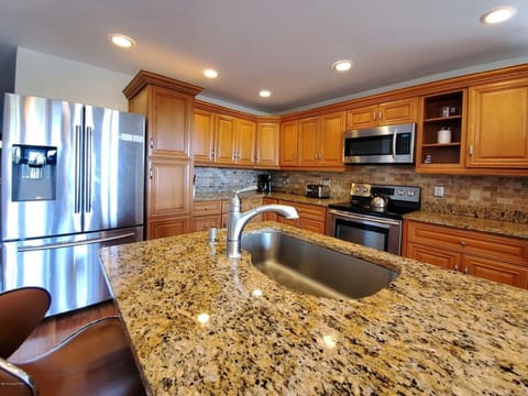 Fully stocked kitchen to cook and serve everyone. 2 refrigerators.