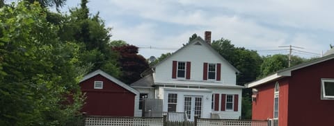 The back of the house, which is the main entry.