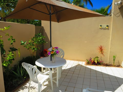 Private walled in garden patio.