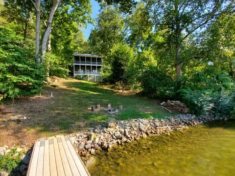 Two decks looking down to the dock.