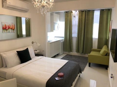 Cama Queen para 2 personas. incluye toallas, ropa de cama, TV sistema ROKU y AC.