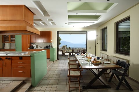 Kitchen looking out on the sea