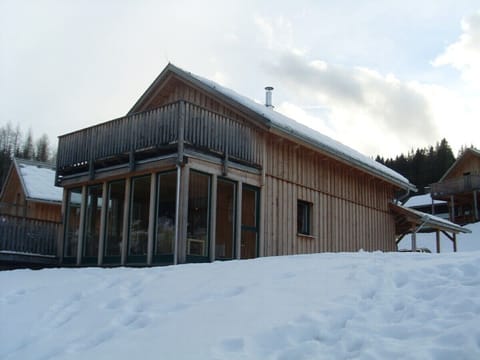 View below sun room in winter