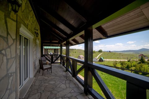 Balcony with wooden fence