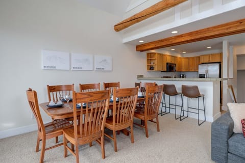 Gather around the welcoming dining table  that seats 8 for a delicious meal