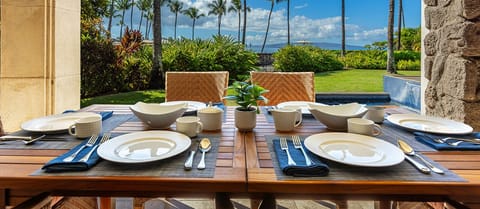 Enjoy your meals on the private ocean view lanai