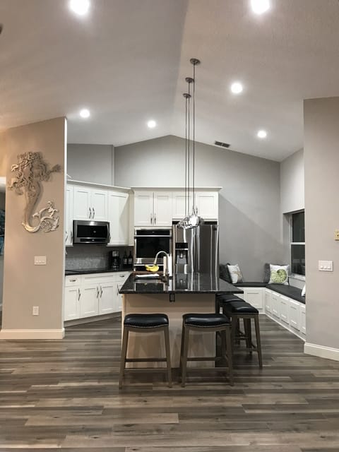 Window-front bench seating.