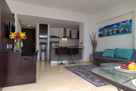 Living Room with the opne kitchen,