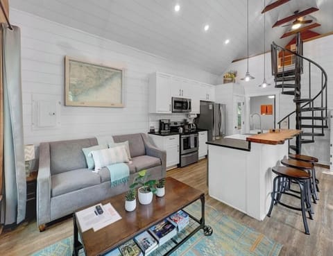 Living room area with pull out couch. 