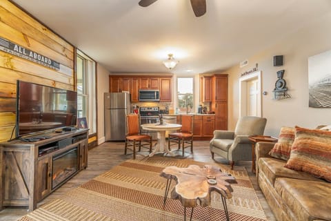 Unit B living room and kitchen