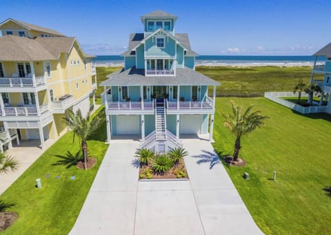 Front of Sea of Grace Beachfront Home in Pointe West Resort Galveston Texas