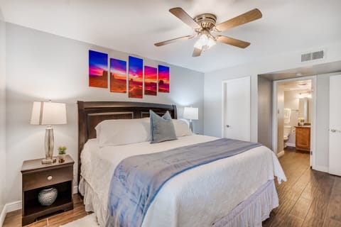 Master bedroom with private bath/shower combo.