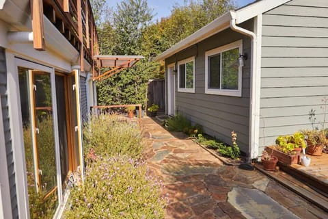 Access to laundry is in the building to the left under the awning