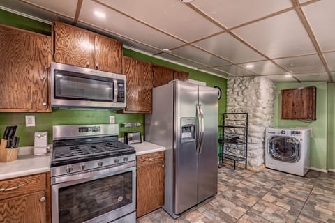 Fully stocked kitchen ready for home-cooked meals or casual snacks.