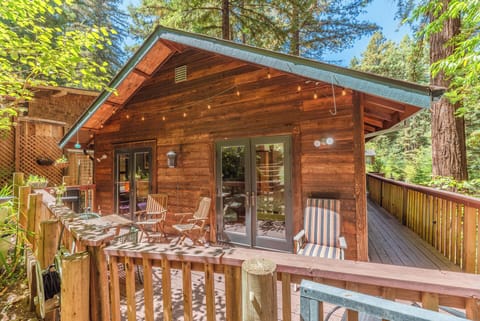 The back deck is accessible from both bedrooms