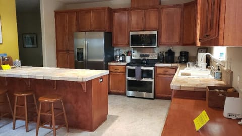 Large kitchen with plenty of storage.