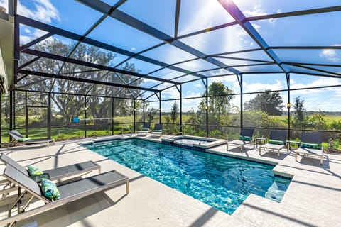 large salt water pool with south facing view