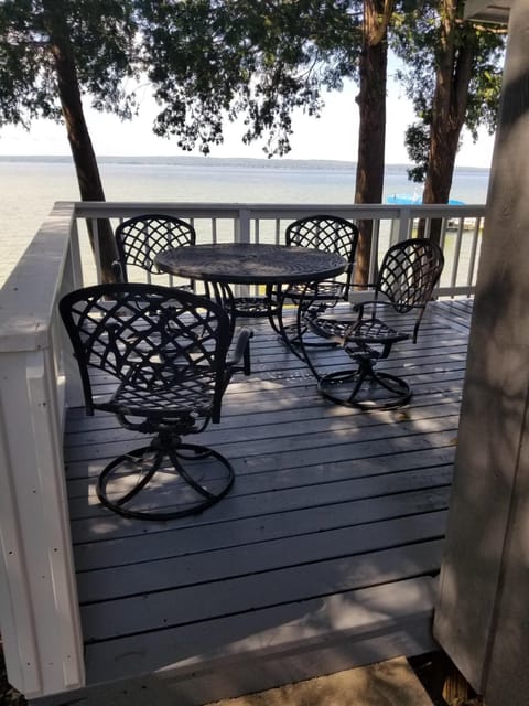 view from the main cabin leading to the back deck