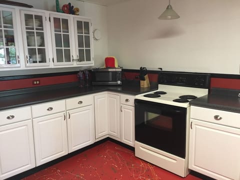 Large kitchen; more counterspace and sink on opposite wall; room for everyone! 