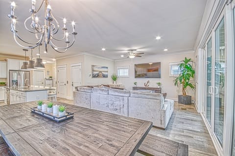 Dining Room overlooks Livingroom with Large TV