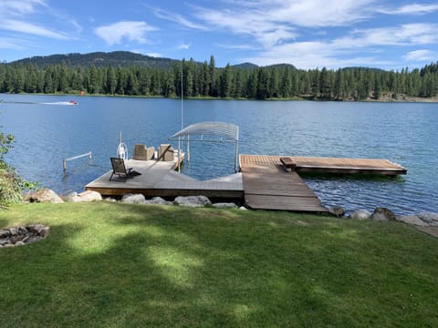 Dock and 2 boat lifts, to the rt is the beach, & small dock w/ 1 jet ski lifts.