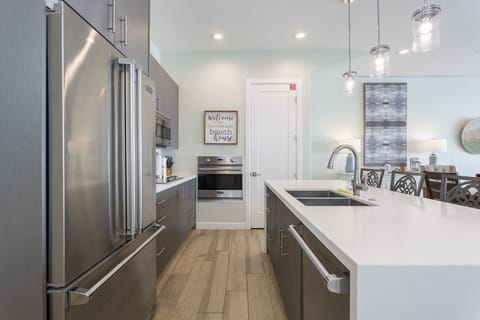 Fully Stocked Kitchen with pots, pans, and glassware perfect to prepare your home cooked meals!