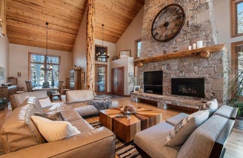 Living and dining rooms soaring ceilings