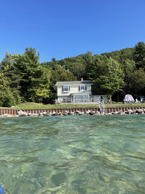 View of the house from the sand bottom Lake Michigan