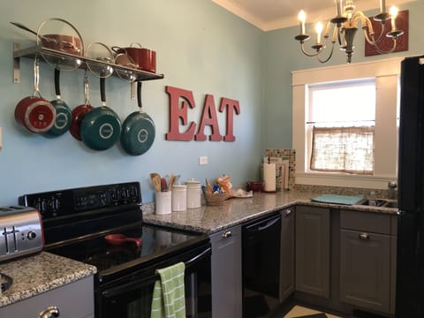 Everything you need. Very clean and well appointed kitchen