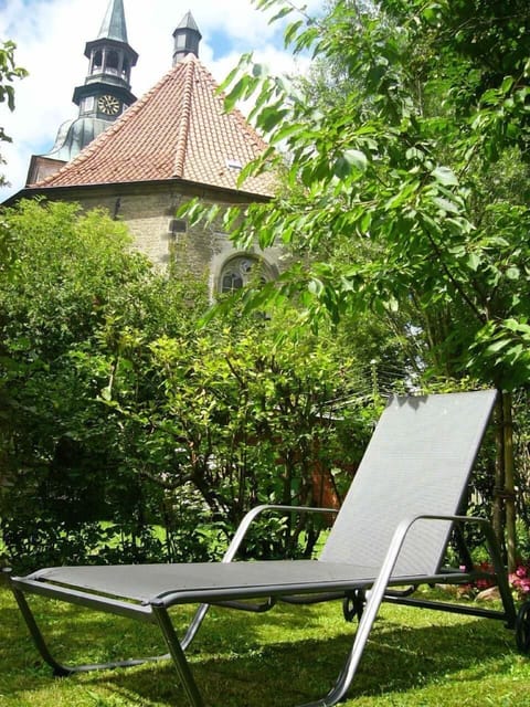 Beautiful big garden with view on the historical church St. Christophorus. 