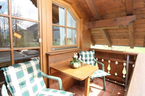 Balcony. South-facing balcony with a view of mountains and meadows