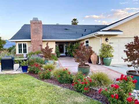 Front yard patio and gardens