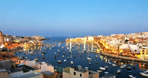 Evening view over the harbour from the terrace 