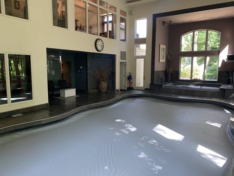 Pool cover can be closed or open.  Here is how it looks being closed.